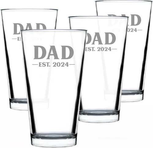 Vista 24 de Dad Est 2023 - Regalo de Vaso de Pinta para Nuevo Padre Primerizo - Vasos Llamativos de 16 Oz Bevvee Dad gift ideas for fathers, husbands and