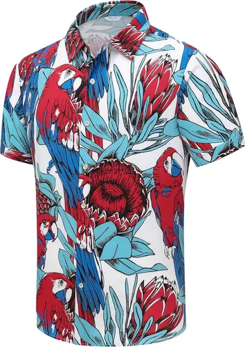 Vista 27 de SheLucki - Camisa hawaiana para hombre, unisex, de manga corta, con botones, para la playa y el verano, ropa casual estampada con sombra de palmas