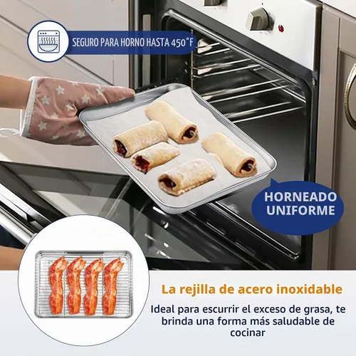 Vista 5 de Bandeja para hornear de 9 pulgadas con estante, bandeja para horno
