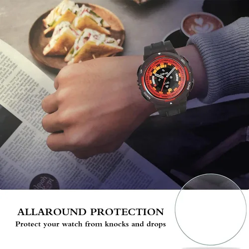 Vista 6 de Protector de pantalla de reloj (3+1 unidad) compatible con Amazfit Active Edge, película de vidrio templado, antiarañazos, cobertura completa