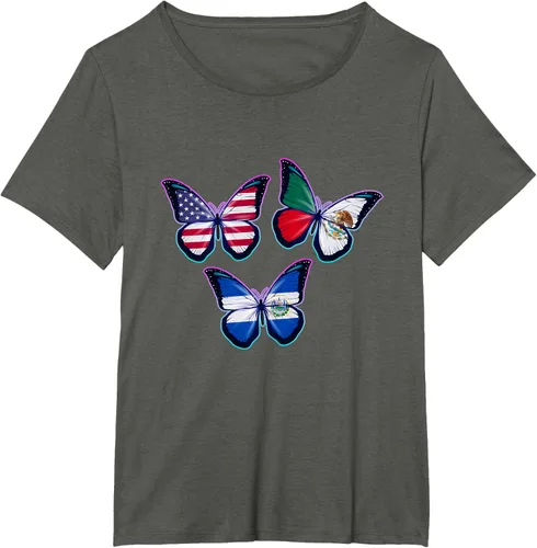 Vista 63 de Multiculti Heritage. Camiseta El Salvador México y Estados Unidos