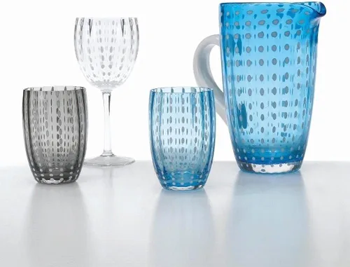 Vista 3 de Zafferano Perle - Vaso de cristal transparente hecho a mano, 32 h 4.291 in d 2.795 in, 6 piezas, transparente Claro