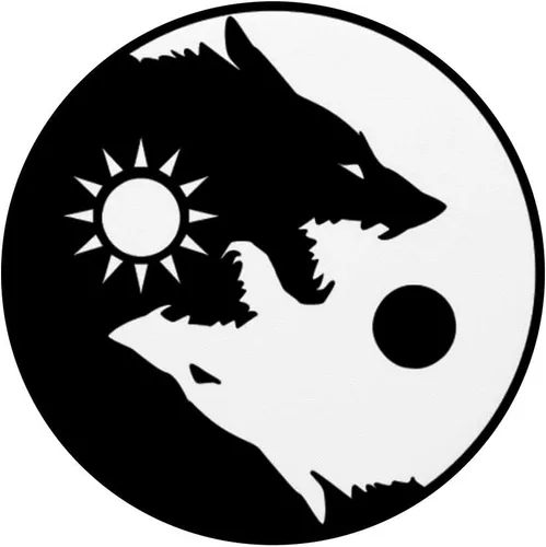 Vista 3 de Ying Yang Wolf, negro, Sun Moon, Yin Yang, Zen, Dog Spirit, Negro