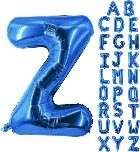 Vista 67 de Globos de letras azules de 40 pulgadas, globo grande del alfabeto de aluminio de Mylar para decoración de cumpleaños, boda, aniversario, graduación