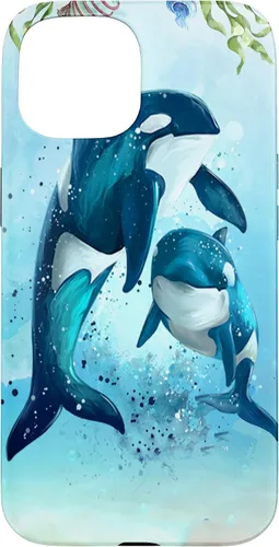 Vista 6 de iPhone 16 Orca Whales Animal Nature Case Men Women Boys Girls Orca Case