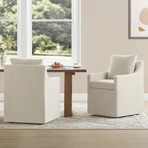 Vista 26 de KISLOT Upholstered Dining Chairs Set of 1 with Casters, Cream