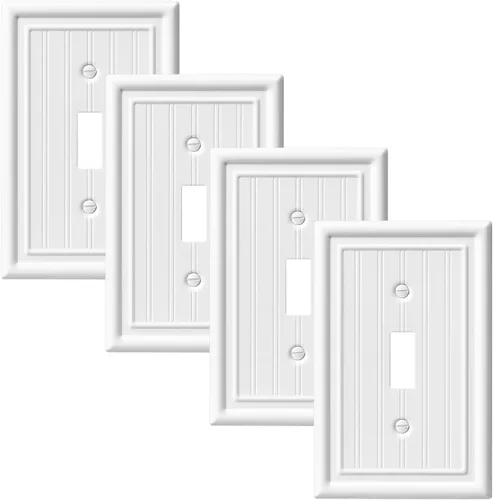 Vista 11 de DEWENWILS Paquete de 4 tapas blancas para enchufes y placas de interruptores, placas decorativas de pared de metal para interruptores de luz y tomas