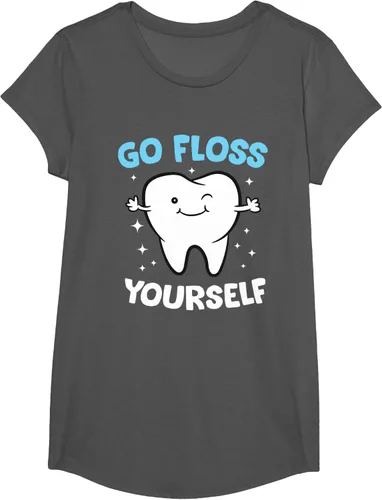 Vista 42 de Camiseta higienista dental, asistente dental, Go Floss Yourself dentista, Negro, S