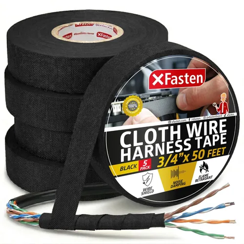 Vista 9 de XFasten Cinta de arnés de cables, 1.3 pulgadas x 50 pies, arnés de cableado de alta temperatura, cinta eléctrica de tela de fieltro autoadhesiva