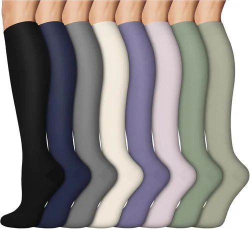 Vista 13 de ACTINPUT 8 Pares de Calcetines de Compresión para Mujeres y Hombres, Medias de Compresión de Soporte para Médico, Correr, Atletismo