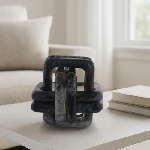 Vista 2 de Escultura para decoración del hogar y baño – Adornos de nudo de mármol para detalles de estantes, estilo de habitación y diseño de oficina