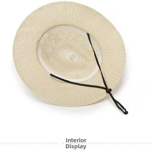 Vista 3 de Women Wide Brim Sun Hat Breathable Woven Summer Beach Cap UV Protection Fishing Beige