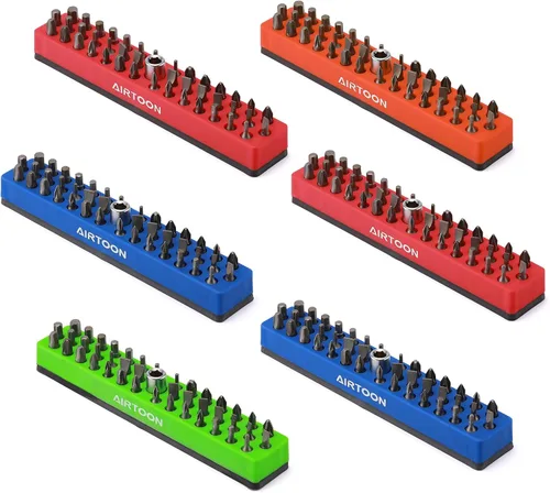 Vista 14 de 2 soportes magnéticos para puntas hexagonales de 1/4 de pulgada, almacenamiento de brocas de 43 agujeros con base magnética fuerte, organizador