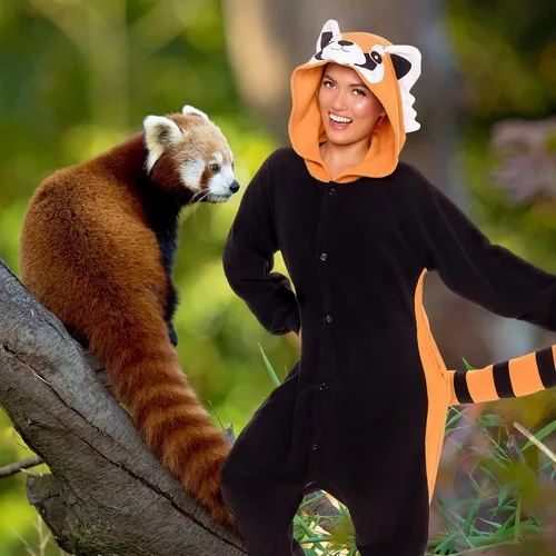 Vista 2 de FUNZIEZ - Disfraz de Halloween para adultos de animales y criaturas marinas mameluco de felpa para adultos mujeres y hombres
