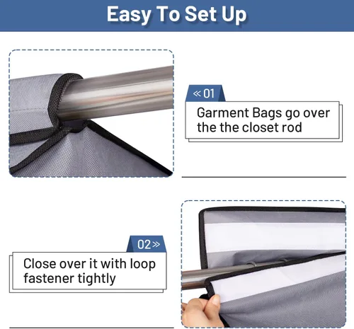 Vista 6 de SLEEPING LAMB Bolsas para ropa de 35 pulgadas para colgar almacenamiento de ropa, perchero de ropa completamente sellado con cubierta