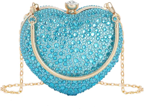 Vista 5 de Goclothod Bolso de mano en forma de corazón para mujer, bolso de hombro de terciopelo, bolsos de noche Negro