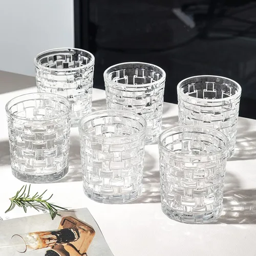 Vista 4 de Dicunoy Paquete de 6 vasos para beber jugo, vasos de agua de 8 onzas con base pesada, vasos pequeños de cristal para refrescos, agua, leche, whisky