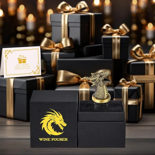 Vista 5 de Cabeza de Dragón Vertedor y Tapón de Botella de Vino 2 en 1, Regalos de Dragón para Hombres y Mujeres Fanáticos de los Dragones, Vertedores