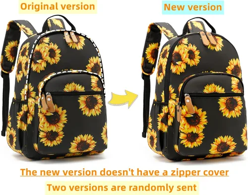 Vista 90 de Leaper Mochila para laptop para mujer: linda mochila floral para escuela, universidad, viajes, trabajo, mochila ligera para niños, Negro margarita