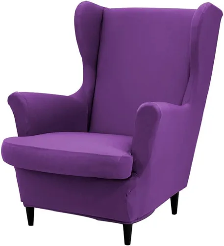 Vista 13 de Fundas para silla Wingback, 2 piezas, fundas elásticas para sillón de ala de color sólido con parte inferior elástica, protector de muebles