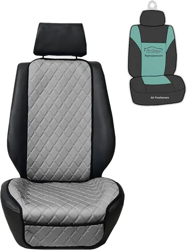 Vista 9 de FH Group Protector de asiento delantero de automóvil, resistente al agua, compatible con bolsa de aire, diseño de diamante de lujo Neo Supreme Beige