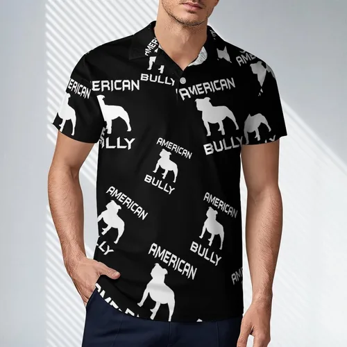 Vista 2 de American Bully Dog Men's Polo Shirt Regular-Fit Short Sleeve T-Shirt Stretch Top