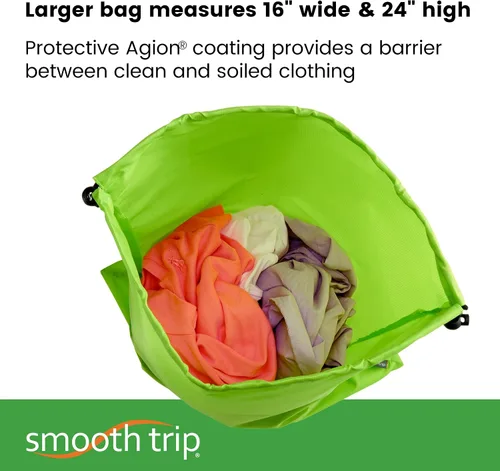Vista 4 de Smooth Trip Bolsas de lavandería de viaje con barrera de bloqueo de olores para ropa húmeda y sucia, juego de 2 bolsas compactas plegables que caben