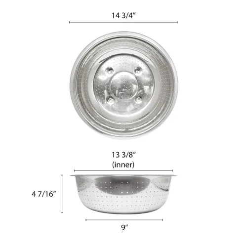 Vista 2 de Excellante - Coladores chinos de 13" con agujeros de 0.079 in, acero inoxidable