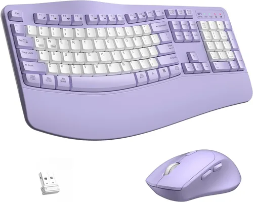 Vista 19 de Combo de teclado y mouse inalámbricos, teclas de onda ergonómicas 2.4G