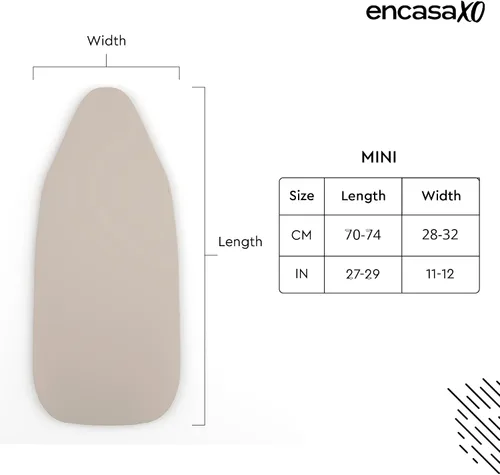 Vista 2 de Encasa XO Funda y Almohadilla para Tabla de Planchar 28"x12" - Funda de Tabla de Planchar Mini de Fieltro de 4mm con Acolchado - Resistente al
