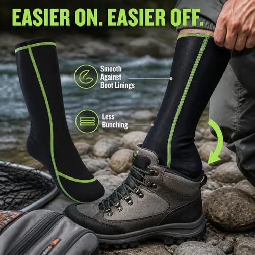 Vista 4 de Riverruns Knee-High Wader Liner Socks, Nylon Slip-On Socks for Fishing