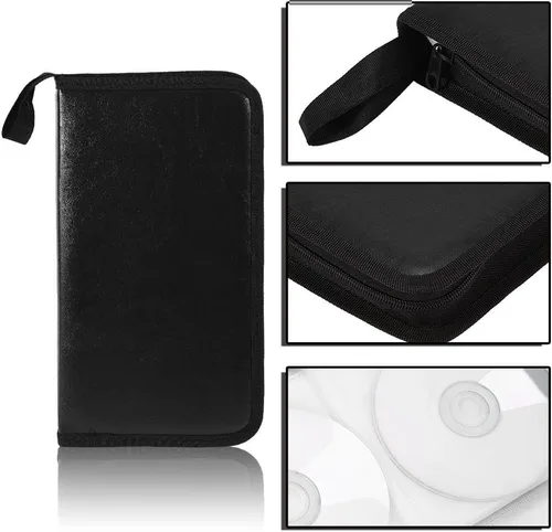 Vista 3 de Fosa Funda de poliuretano para CD/DVD/VCD con capacidad para 80 unidades, almacenamiento, soporte, folleto, bolsa, organizador de álbumes-Muti
