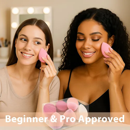 Vista 6 de Juego de esponjas de maquillaje Foonbe, esponjas difuminadoras, 7 piezas para líquido, crema y polvo, sin látex, esponjas de belleza multicolor