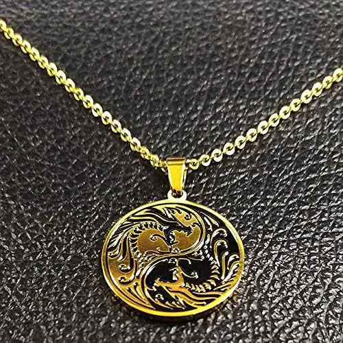Vista 2 de 2024 Yin Yang Dragon Stainless Steel Necklaces for Women Gold Color Pendant Necklace Jewelry Bisuteria