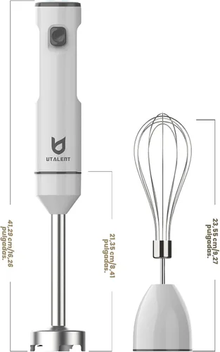Vista 5 de Batidora de Mano Inalámbrica, UTALENT Batidora de Inmersión de Velocidad Variable de Mano Recargable, con Cable de Carga USB-C, Batidor de Huevos
