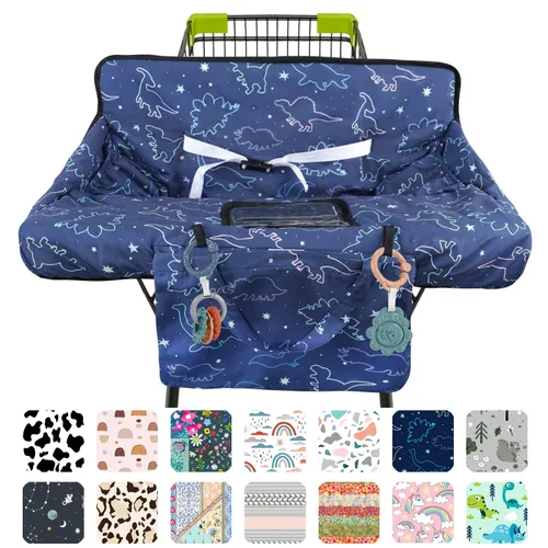Vista 23 de Funda negra para carrito de compras para bebé, funda para silla alta 2 en 1, con arnés de seguridad, multifuncional, patrón de perro, fundas