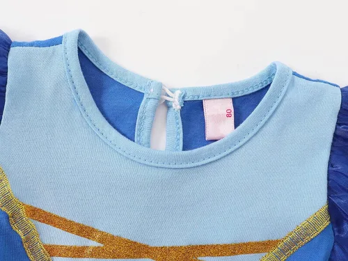 Vista 5 de Eledobby Disfraz de Frozen para niñas de bebé traje de princesa con diadema trajes de fiesta de cumpleaños de Navidad