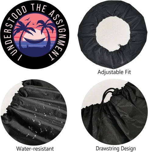 Vista 4 de Fundas de neumáticos de repuesto para remolques, divertidos neumáticos de playa para autos, resistentes a la intemperie, a prueba de polvo