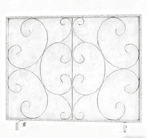 Vista 3 de Kingson Pantalla decorativa para chimenea de panel único independiente, cubierta artesanal de malla metálica duradera, protector contra chispas