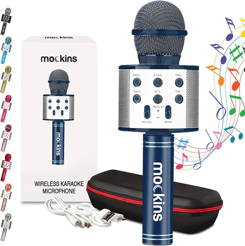 Vista 12 de Mockins Micrófono de Karaoke Bluetooth Negro para Niños con Altavoz Bluetooth Integrado Micrófono Inalámbrico de Karaoke Compatible con iPhone