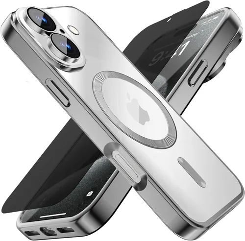 Vista 57 de Misscase Funda MagSafe compatible con iPhone 14 Pro con protector de lente de cámara, protección completa, funda magnética transparente compatible