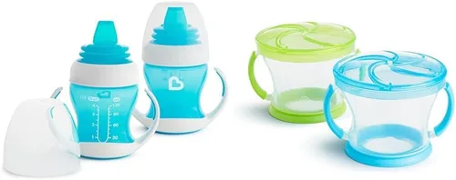 Vista 12 de Munchkin® Gentle™ Transition Sippy Trainer - Tazón de 4 onzas, paquete de 2, cuencos de succión azules y Stay Put™ para bebés y niños pequeños