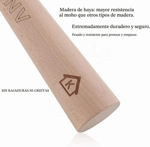 Vista 5 de Chucrut Pounder para tarros Mason Fermentación Vegetal Packer Kimchee Tamper, una pieza de madera de haya maciza (12 pulgadas)