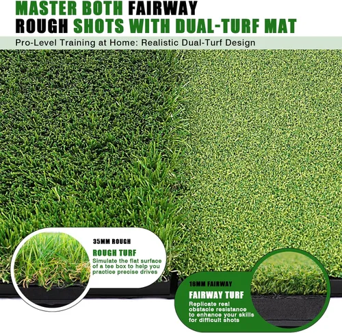Vista 2 de Premium Golf Hitting Mat, 10mm Foam Padding with Rubber Backing Golf Mat, Golf Practice Mat for Indoor and Outdoor Training