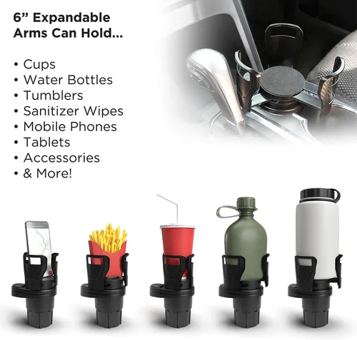 Vista 9 de Limitless Dual CupStation - Portavasos expandible 2 en 1 con base giratoria de 360°, color negro