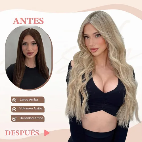 Vista 2 de Fliace Clip in Hair Extensions, 6 PCS Natural & Blends Well Hair Extensions, Long Wavy Hairpieces(20inch, 6pcs, Light Blonde)