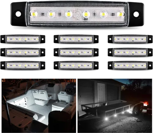 Vista 17 de Nilight 3 Inch Amber Oval LED Marker Lights 10PCS Clear Lens Side Clearance Lights 12V DC IP67 Waterproof Chrome Housing for Semi Truck Trailer RV