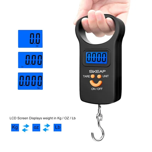 Vista 5 de Escala de pescado: SKEAP FS01 - Escala de pesca con pantalla LCD retroiluminada de 110 libras / 110.2 lbs, balanza electrónica digital de pesca