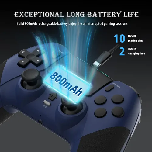 Vista 3 de OFOTEIN Controlador inalámbrico Pro para controlador PS4, controlador de juego compatible con Playstation 4SlimProPC, batería recargable integrada