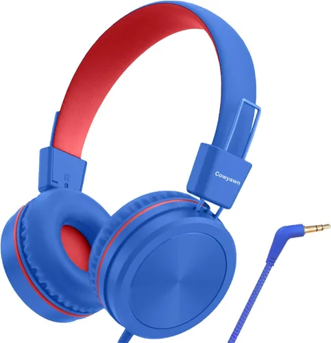 Vista 14 de Cowyawn - Auriculares infantiles, auriculares para niños con limitador de volumen seguro de 94 dB, auriculares escolares con cable para niños